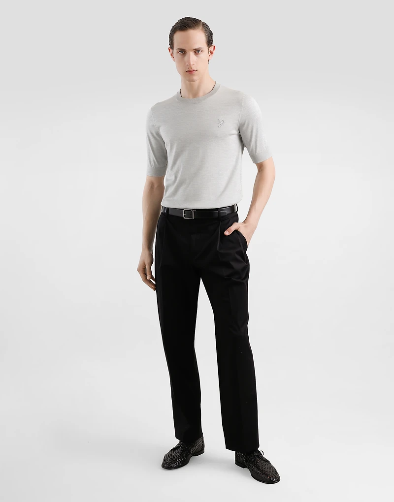 Silk round-neck sweater with DG embroidery