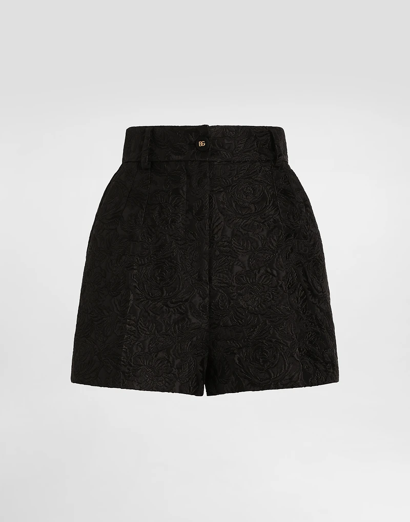 Quilted floral jacquard shorts with DG logo