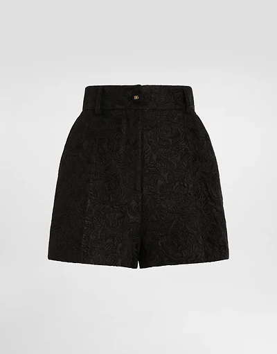 Quilted floral jacquard shorts with DG logo