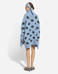 Wool turtle-neck poncho with DG logo inlay