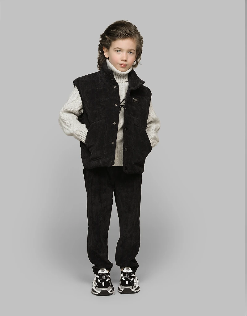 Wool cable-knit pullover with Dolce&Gabbana logo