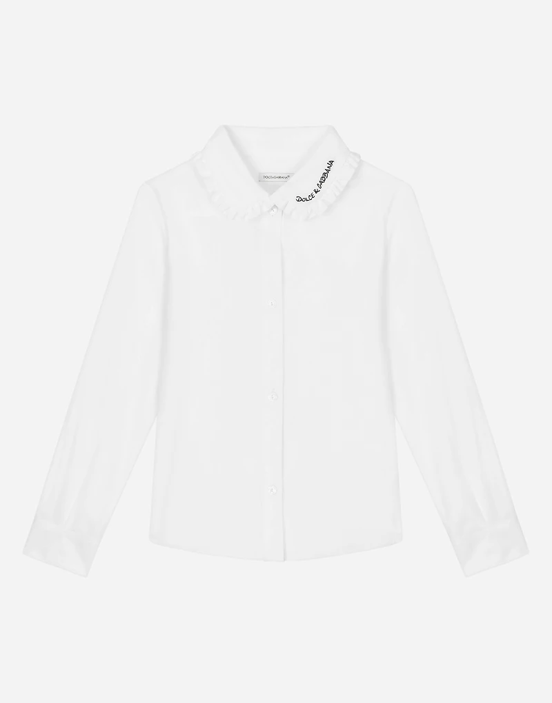 Poplin shirt with embroidered collar