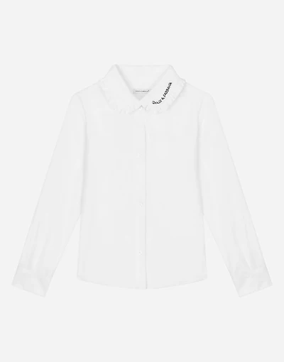 Poplin shirt with embroidered collar