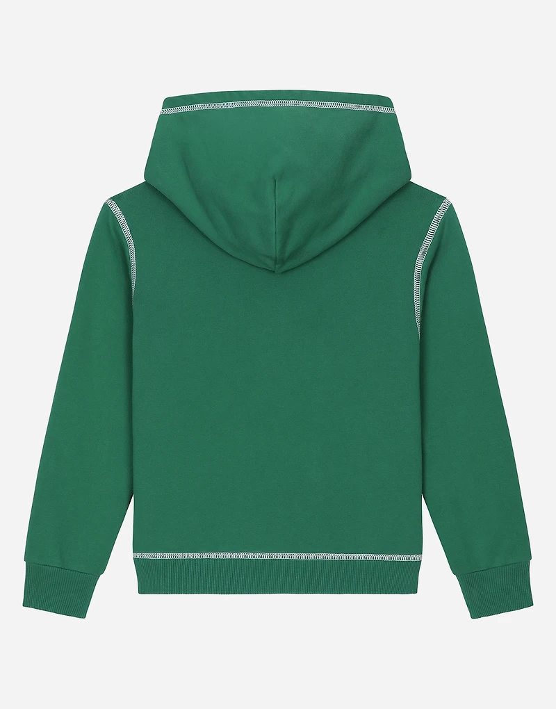 Jersey hoodie with contrasting stitching and Dolce&Gabbana logo