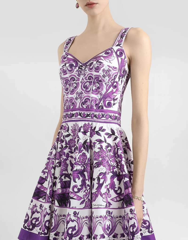Majolica-print poplin dress