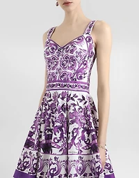 Majolica-print poplin dress