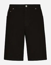 Black wash stretch denim shorts