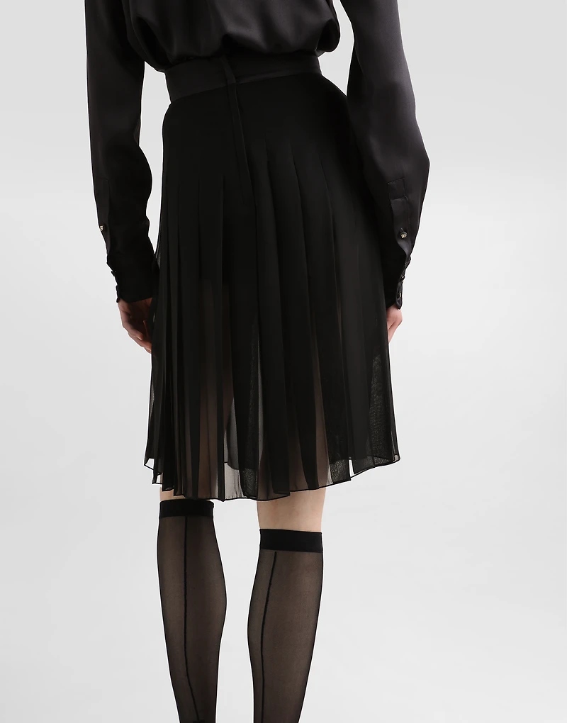 Pleated chiffon midi circle skirt