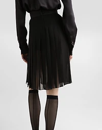 Pleated chiffon midi circle skirt