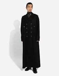 Long wool military-style coat