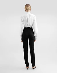 Cotton tuxedo shirt with rhinestone-embroidered front