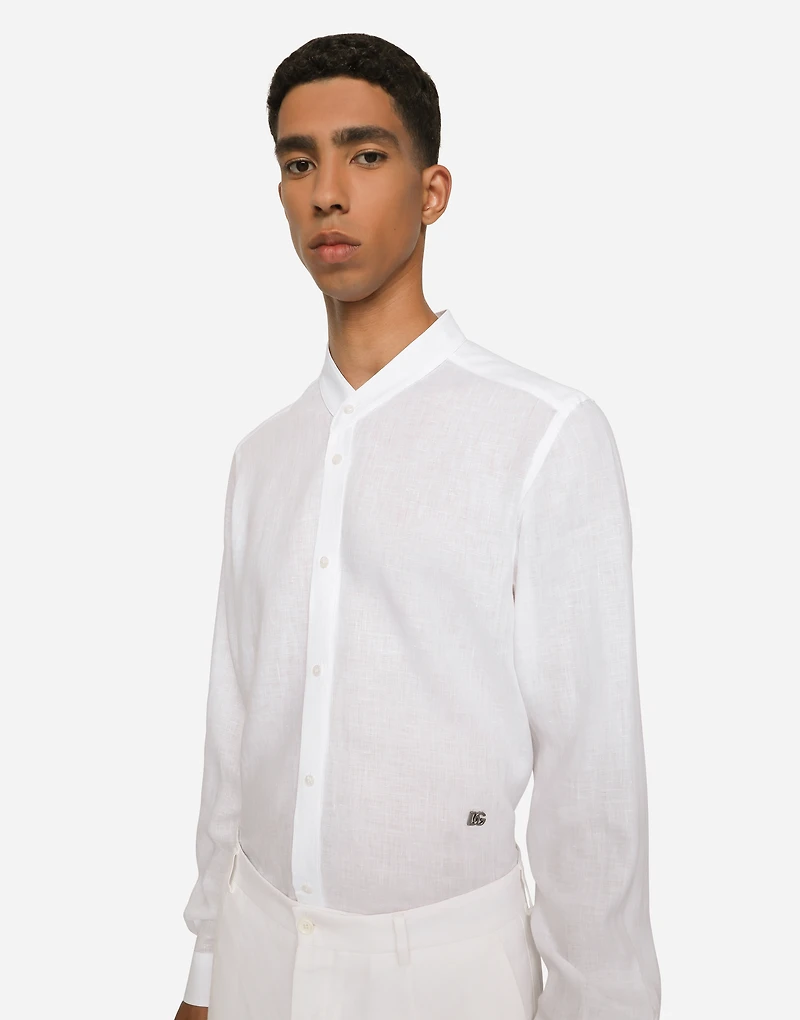 Linen Martini-fit shirt with DG hardware