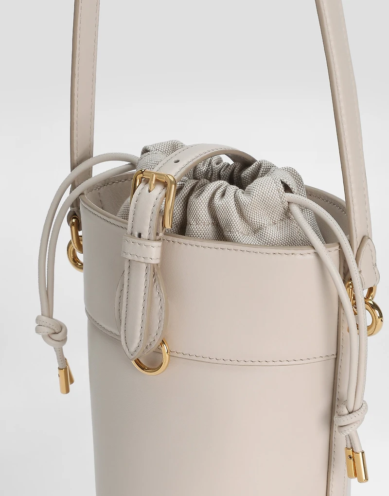 Capri bucket bag in calfskin and canvas