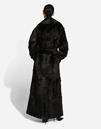 Goatskin coat with belt