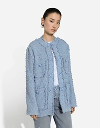 Single-breasted cotton rush-stitch jacket