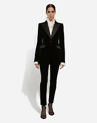 Double-breasted wool waistcoat with round neck