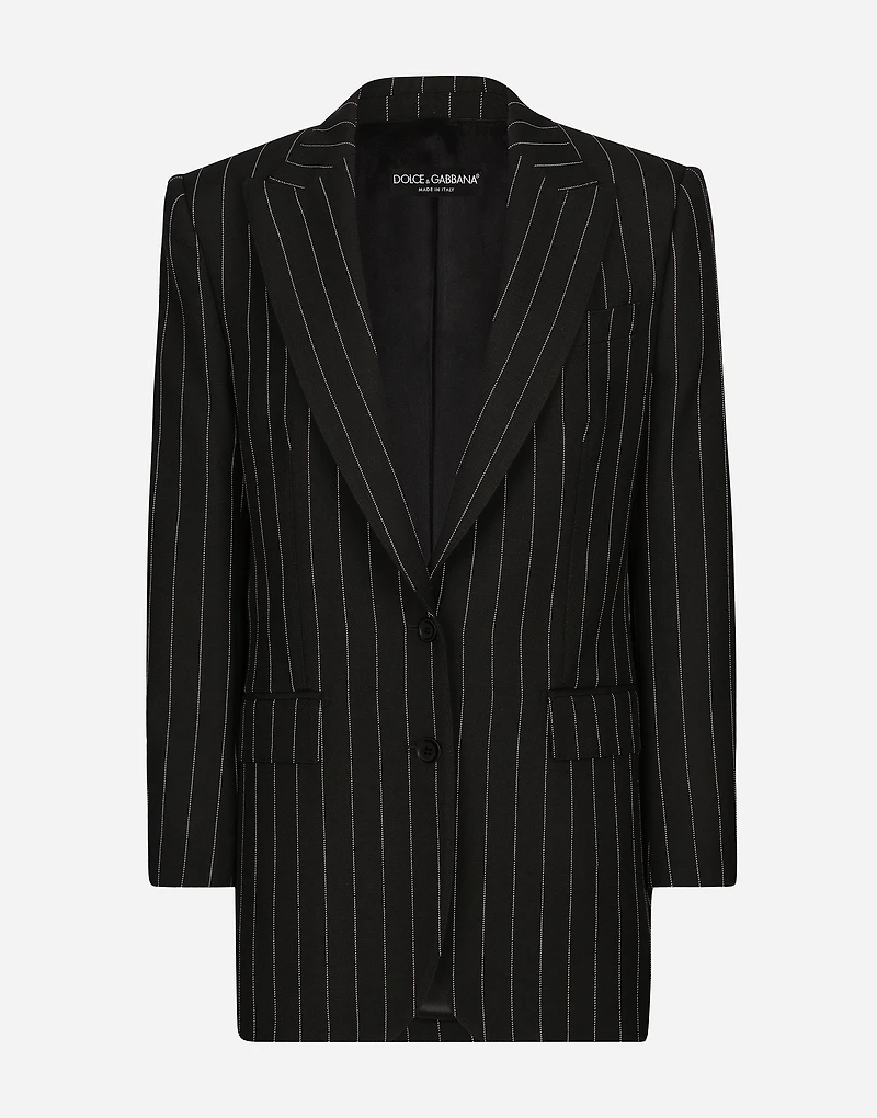 Single-breasted pinstripe wool jacket