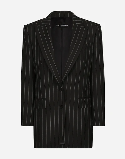 Single-breasted pinstripe wool jacket