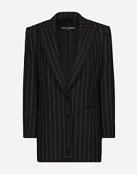 Single-breasted pinstripe wool jacket