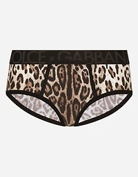 Two-way stretch jersey Brando briefs with leopard print