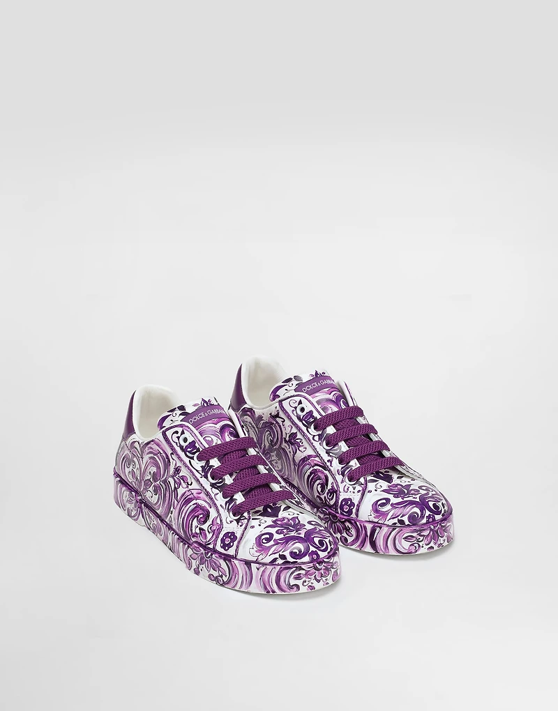Majolica-print sneaker nappa calfskin