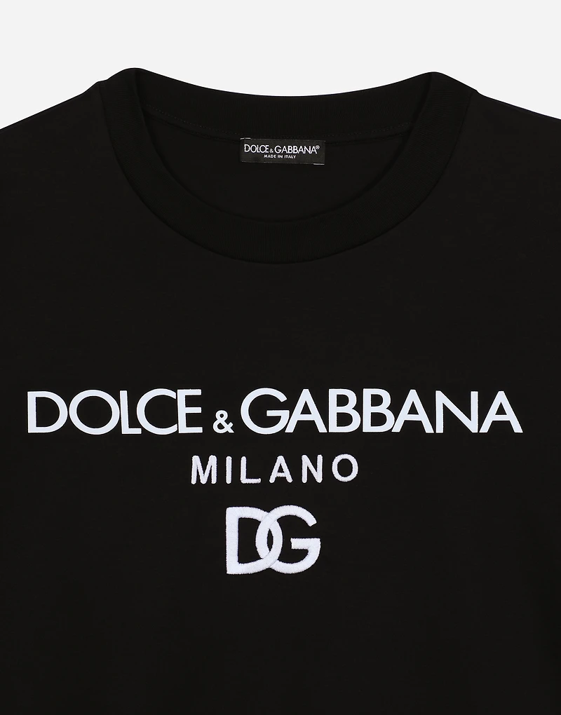 Jersey T-shirt with flocked logo print