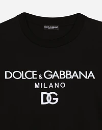 Jersey T-shirt with flocked logo print