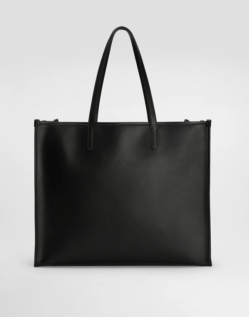 Calfskin shopper with raised logo