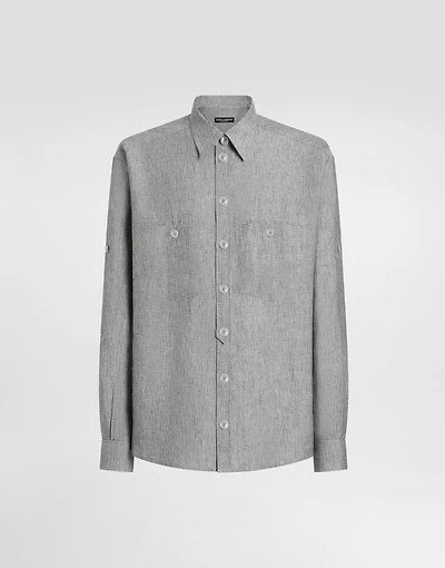 Washed linen canvas shirt