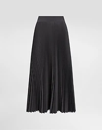 Pleated woolen calf-length circle skirt