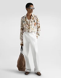 Shell-print martini silk shirt