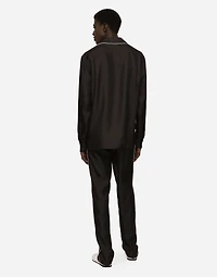 Silk shirt with DG logo-embroidered patch