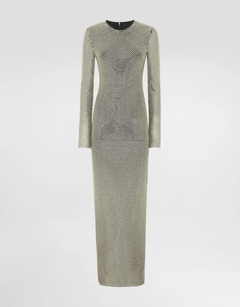 Long crystal mesh dress
