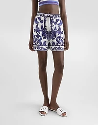 Majolica-print poplin shorts