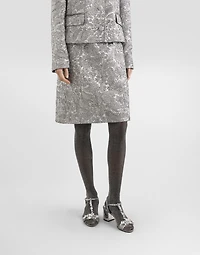 Lamé floral jacquard midi skirt