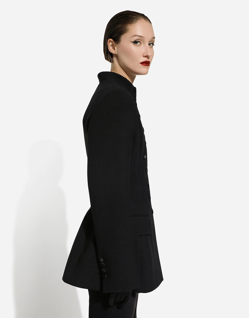 Long single-breasted wool cady Dolce-fit jacket