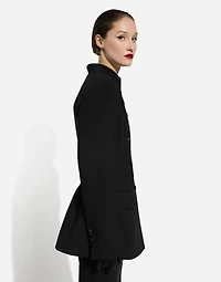 Long single-breasted wool cady Dolce-fit jacket