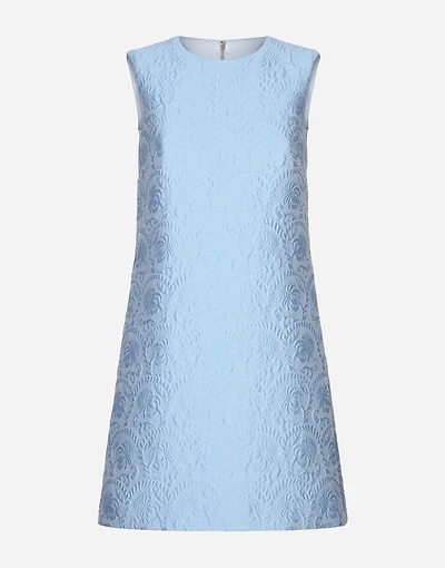 Short floral quilted jacquard A-line dress