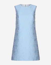 Short floral quilted jacquard A-line dress