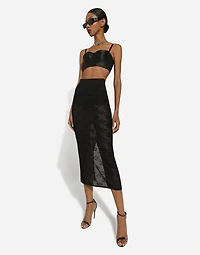Mesh-stitch pencil skirt with jacquard DG logo