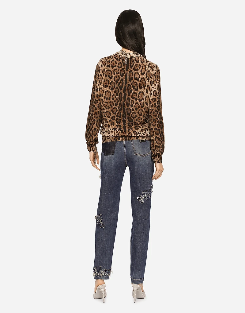 Leopard-print cashmere sweater
