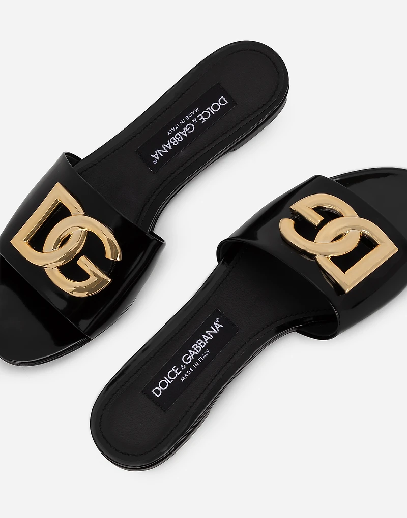 Polished calfskin sliders