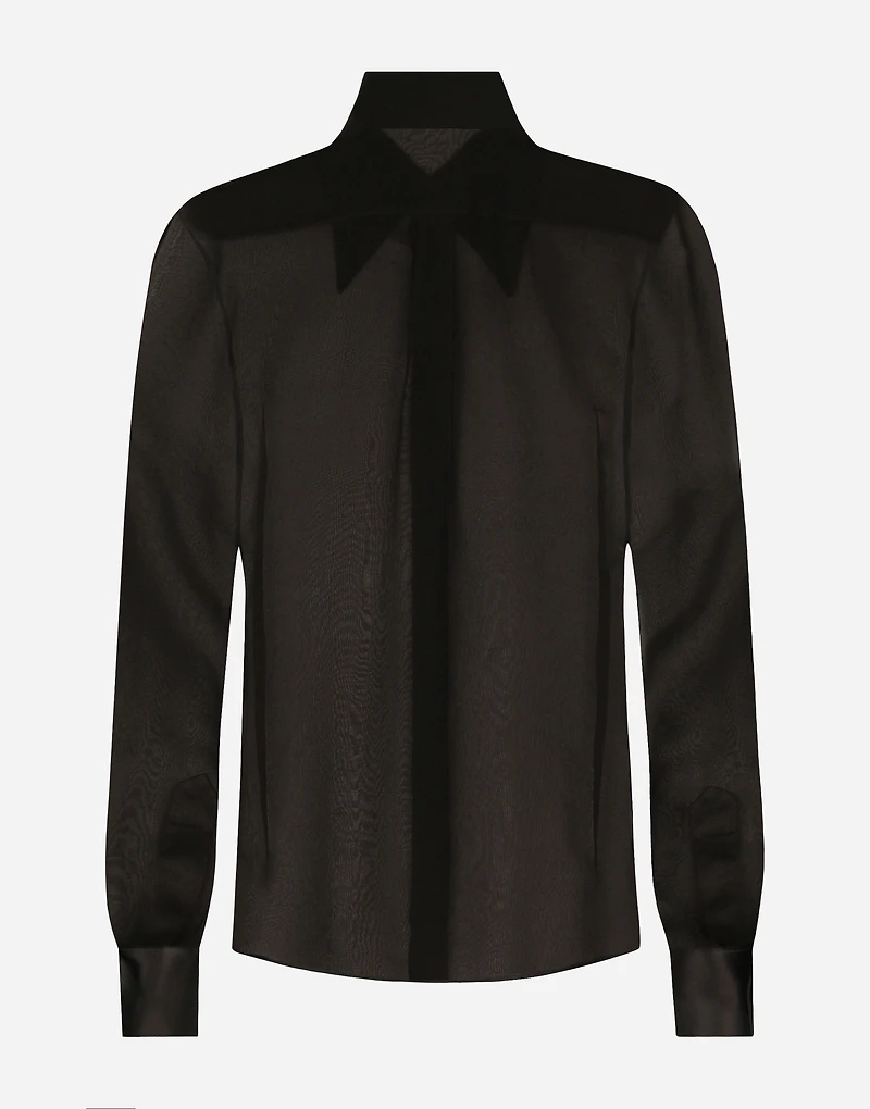 Silk chiffon shirt with satin details