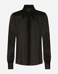Silk chiffon shirt with satin details
