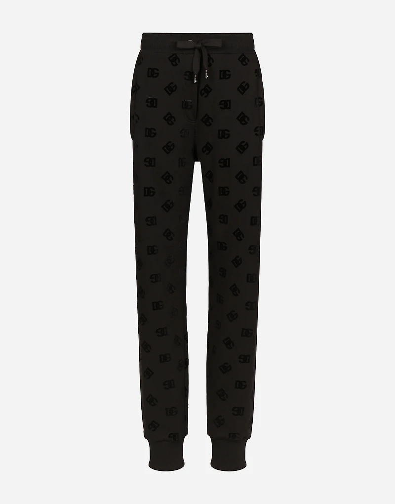 Jersey jogging pants with flocked DG logo print