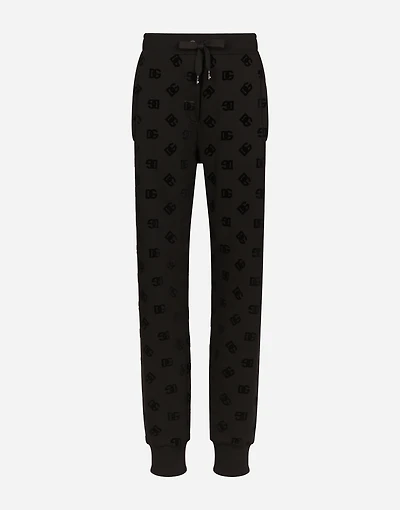Jersey jogging pants with flocked DG logo print
