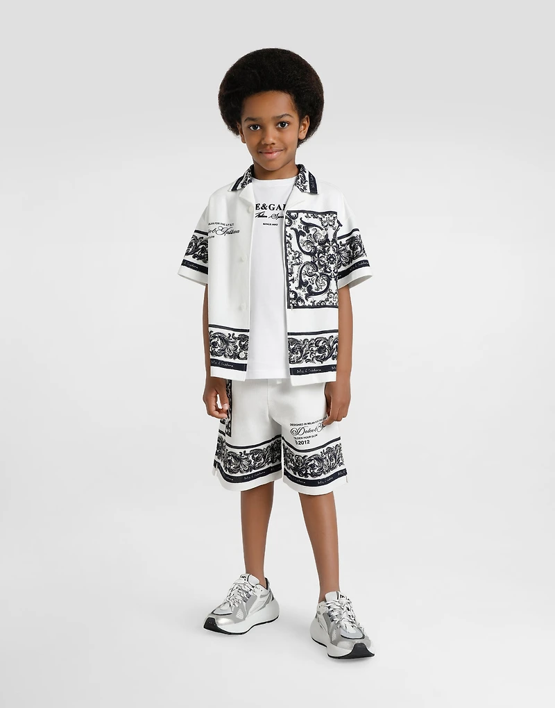 Majolica-print double piqué bermuda shorts