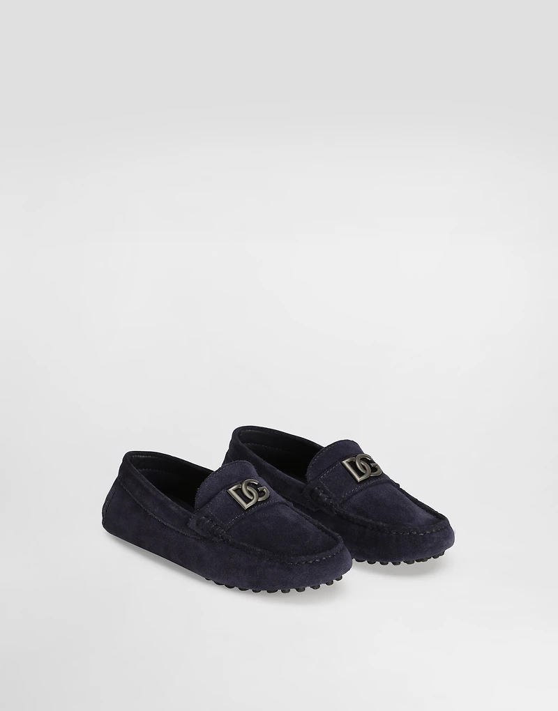 Split leather loafers with DG logo