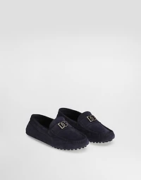 Split leather loafers with DG logo