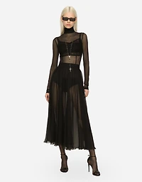 High-waisted chiffon circle skirt